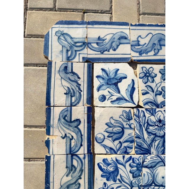 Antique 18th Century Portuguese Blue & White Abundance Basket Tile Panel For Sale - Image 9 of 16
