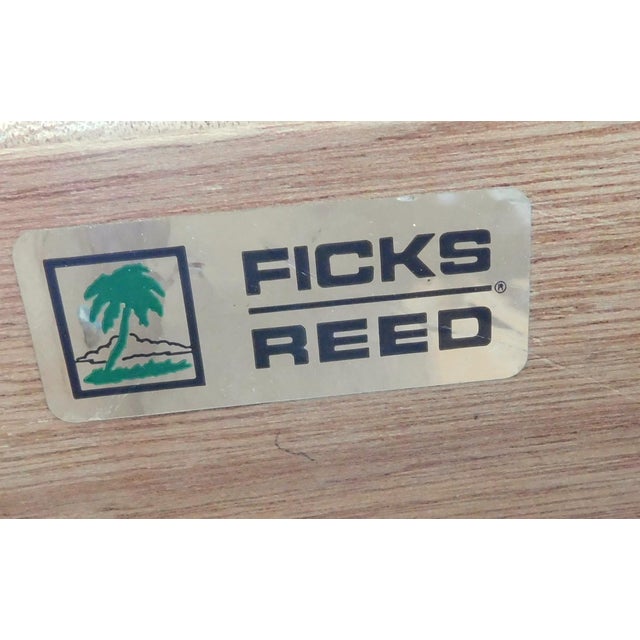 Wood Pair Vintage Ficks Reed Whitewash Weaved Rattan Side/End Tables Nightstands For Sale - Image 7 of 12