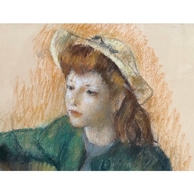 Post Impressionist Robert Philipp, Post Impressionist Young Woman Pastel Painting Robert Philipp American Modernist For Sale - Image 3 of 16