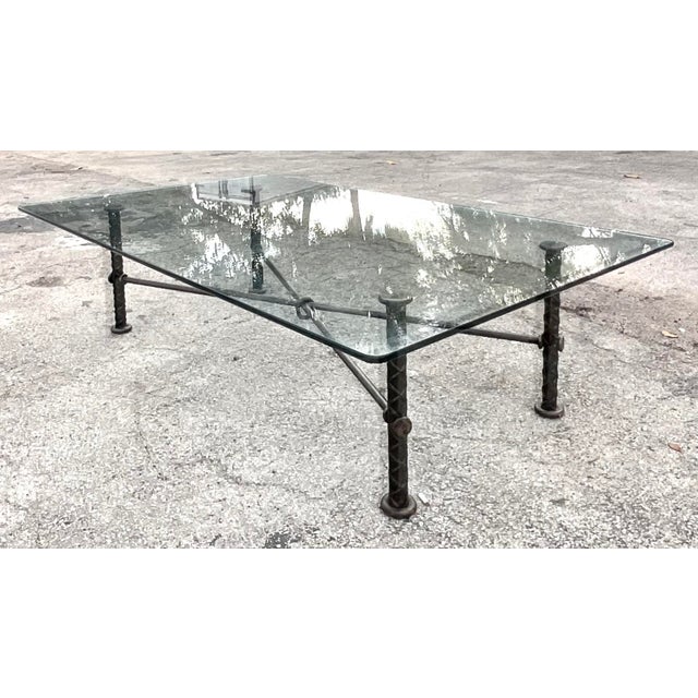 Add a touch of unique artistry to your space with this Vintage Boho Signed Ilana Goor Rebar Coffee Table. Featuring a...