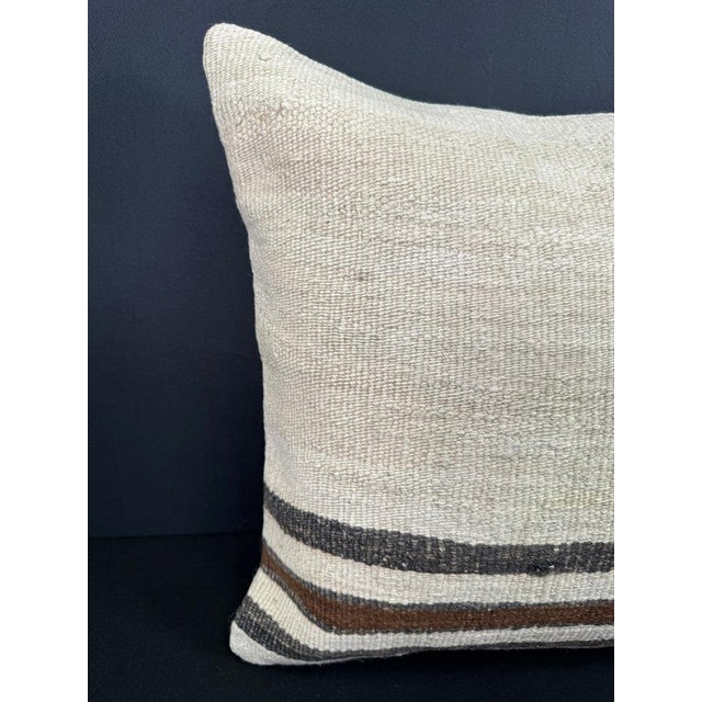 Turkish Hemp Pillow Cushion Natural Beige Black Cushion Cover 20"x20" #30682 Enhance your home decor with our Kilim Pillow...