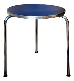 Bauhaus 3-Legged Side Table in Tubular Steel with Black Linoleum Top from Mauser Werke Waldeck Table, 1950s
