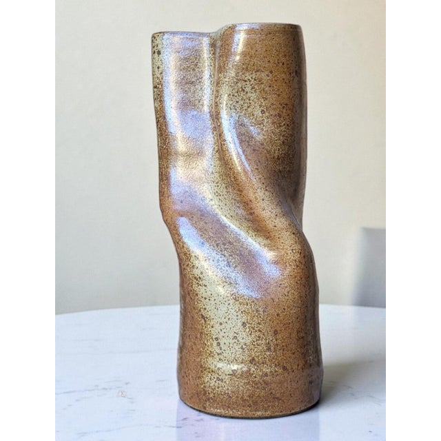 Modern Vintage Stoneware Roller Vase, 1980s For Sale - Image 3 of 9