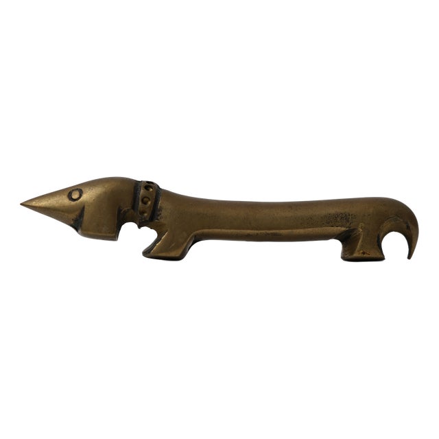 Vintage Brass Dachshund Bottle Opener by Walter Bosse for Herta Baller, 1950s For Sale