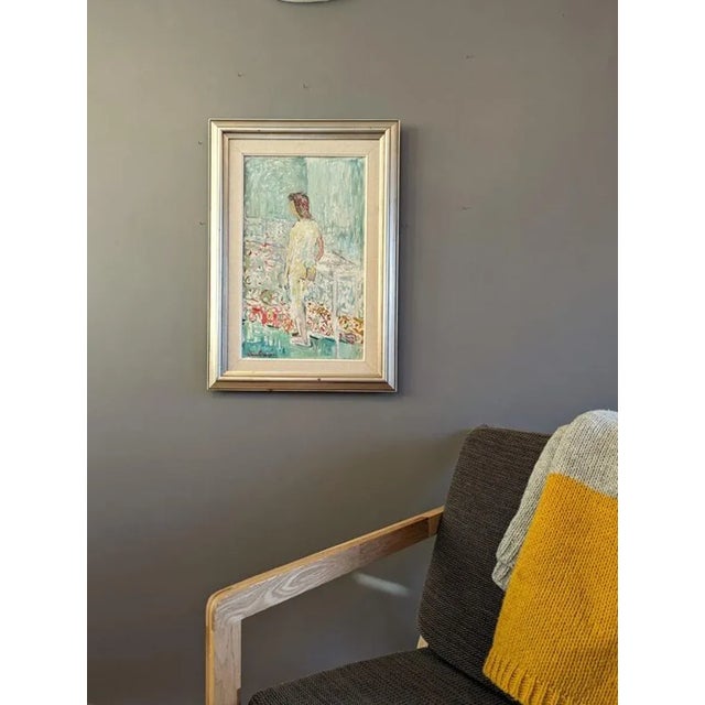 Mid-Century Modern Mid-Century Modern Swedish "Unnoticed" Vintage Nude Figurative Portrait Oil Painting, Framed For Sale - Image 3 of 10
