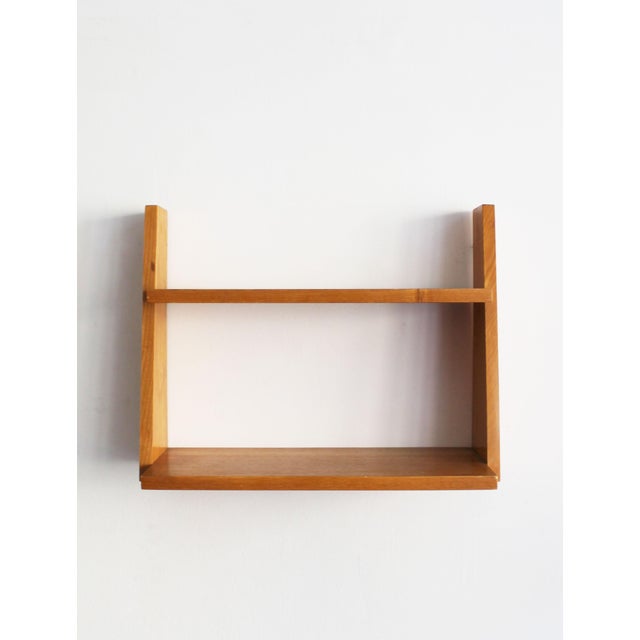 Wood Mid-Century Beech Wall Shelf, Czechoslovakia, 1960s For Sale - Image 7 of 12