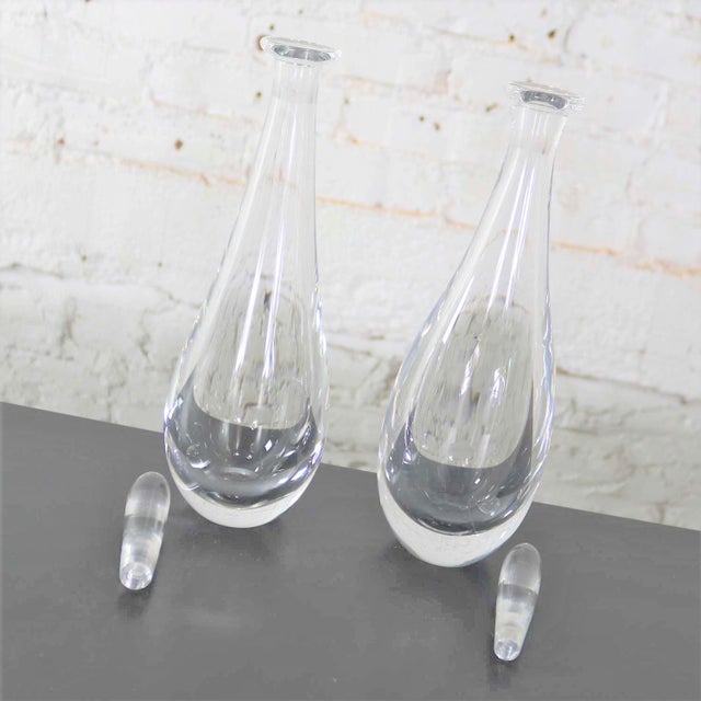 Pair of Clear Glass Orrefors Decanters by Vicke Lindstrand Mid Century