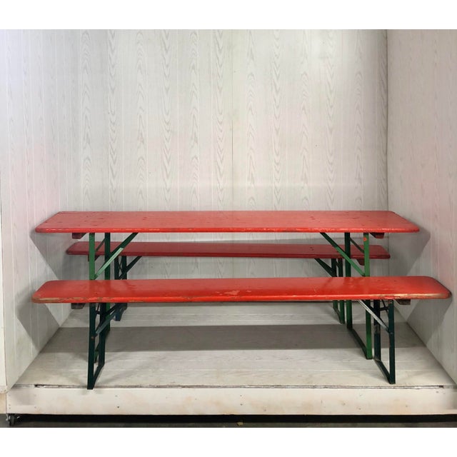 German Beer Garden Table Set with Two Benches Chairish