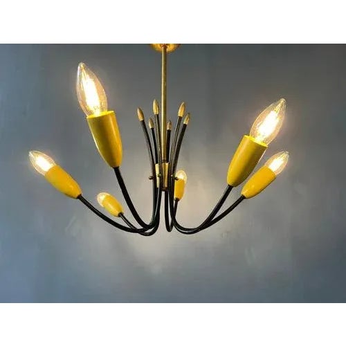 Vintage Spider Pendant Lamp in Yellow, 1950s For Sale - Image 3 of 11
