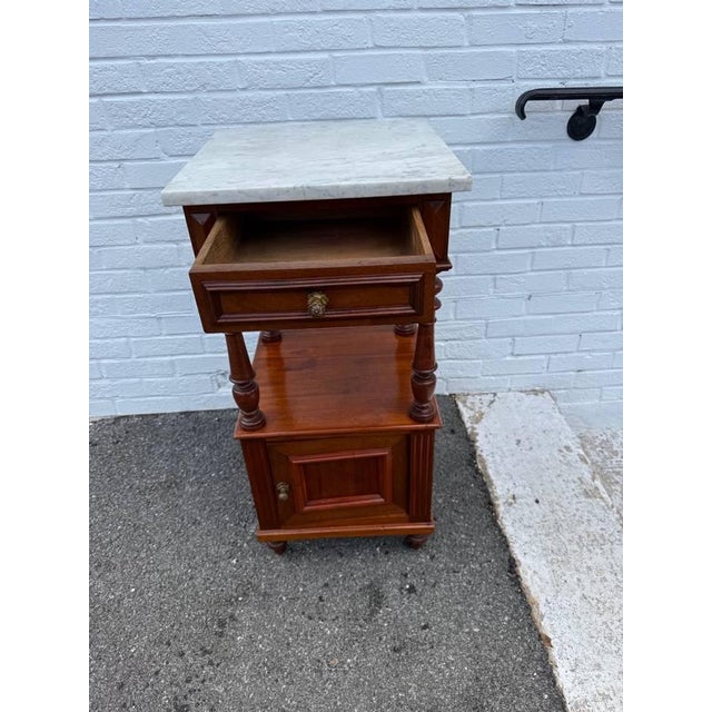 Antique French Style Marble Top 2 Tier Night Stand For Sale - Image 4 of 16