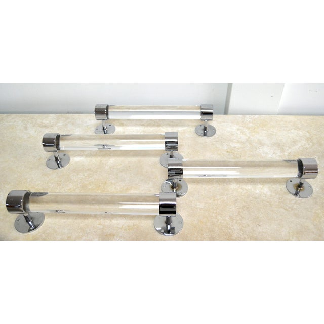 Chrome 1970s Lucite and Chrome Bar Pulls - Set of 4 For Sale - Image 8 of 12