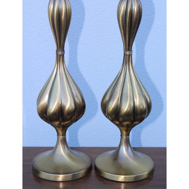 Mid 20th Century 1950s Patinated Brass Stiffel Table Lamps - a Pair For Sale - Image 5 of 10