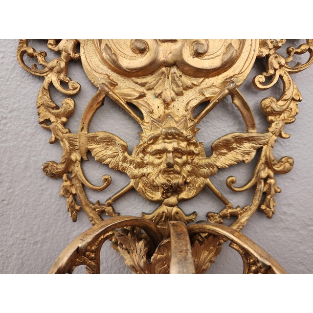 Antique 19th C Pair French Napoleon III Gilt Bronze Louis XVI Style Sconces For Sale - Image 11 of 16