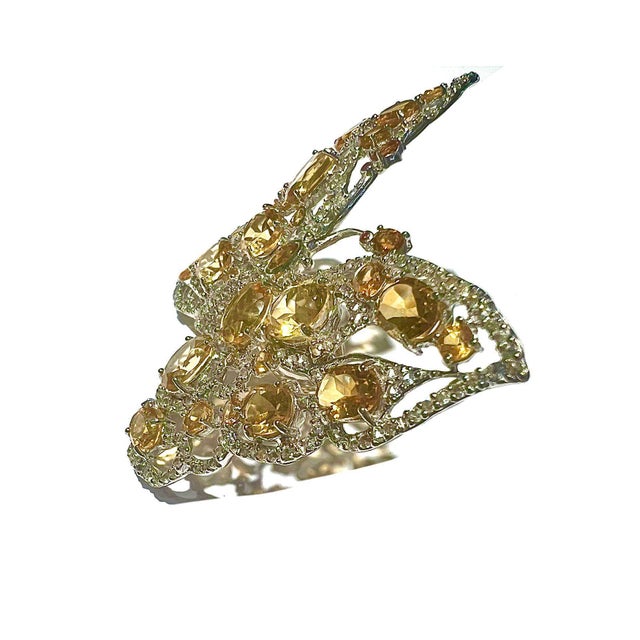 Baroque Bochic "Orient" Natural Citrin & Topaz Brooch/ Pendent or Ring Set In 18K Gold & Silver For Sale - Image 3 of 18