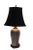 Charming stoneware table lamp having a cross hatch and foliate surface, executed in the sgraffito style. The lamp has a...