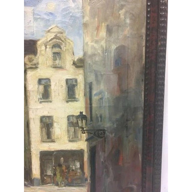 1930s Brussels Tower, Oil Painting on Canvas For Sale - Image 5 of 13