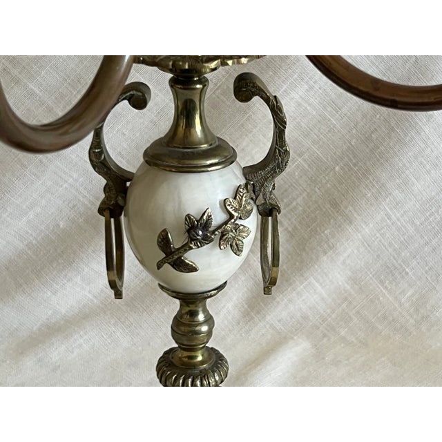 Metal Pair of Candelabras - Mid 20th Century Brass, Copper & Onyx For Sale - Image 7 of 10
