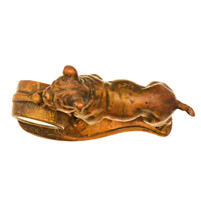 Late 19th Century Cast Spelter Art Metal "Bulldog" Figural Mantel Clock Stand For Sale - Image 9 of 10