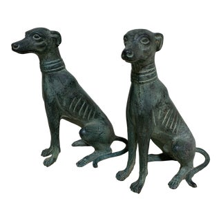 Verdigris Bronze Greyhound Bookends For Sale
