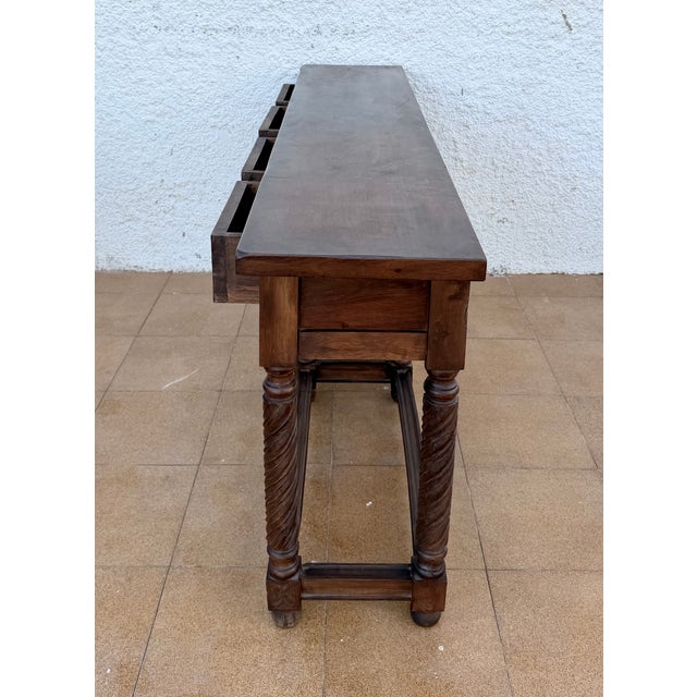 Early 20th Century Spanish Baroque Style Hardwood Console Table, 1930s For Sale - Image 6 of 12