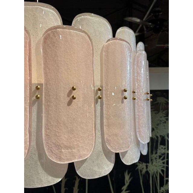 Modern Bespoke Modern Murano Glass Drum Chandelier in Pink and White For Sale - Image 3 of 4