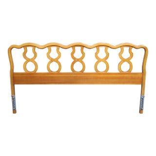French Provincial King Headboard With Openwork Scroll Detail For Sale