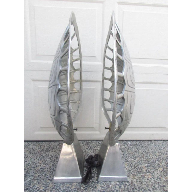 Pair of Arthur Court Aluminum Turtle Shell Lamps For Sale - Image 10 of 18