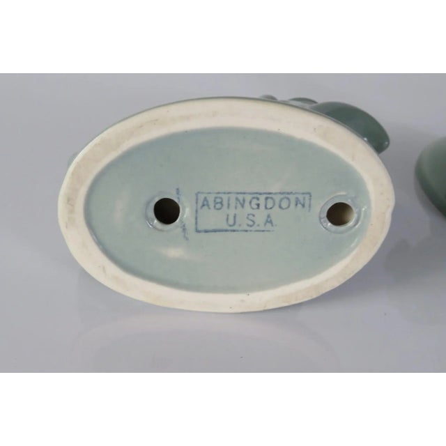 3 Piece Set of 1940s Candleholders and Center Piece Bowl Hibiscus Design by Abingdon Pottery For Sale - Image 9 of 13