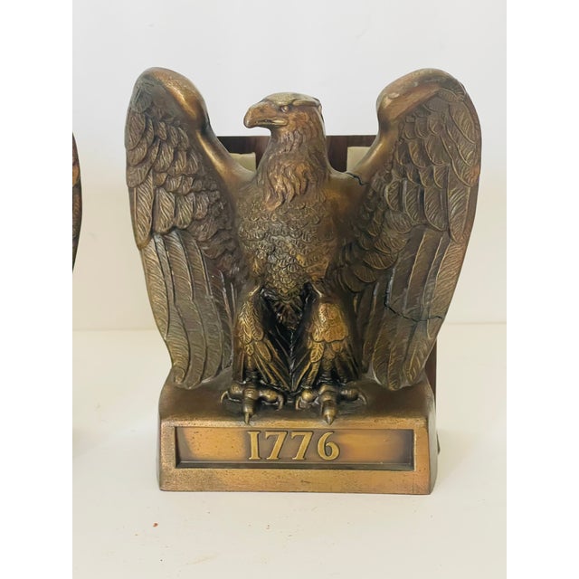 Antique American Eagle Bronze Bookends Pair For Sale In Miami - Image 6 of 7