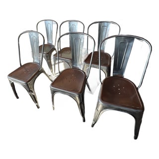 Set of Six Original Tolix Cafe Chairs For Sale