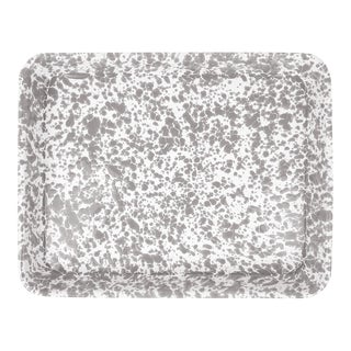 Crow Canyon Home Splatterware, Small Rectangle Tray in Grey & White For Sale