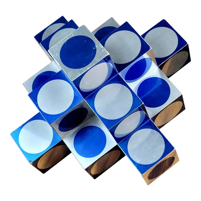 Victor Vasarely - Kroa Blue -1968 Geometric Aluminum Sculpture For Sale