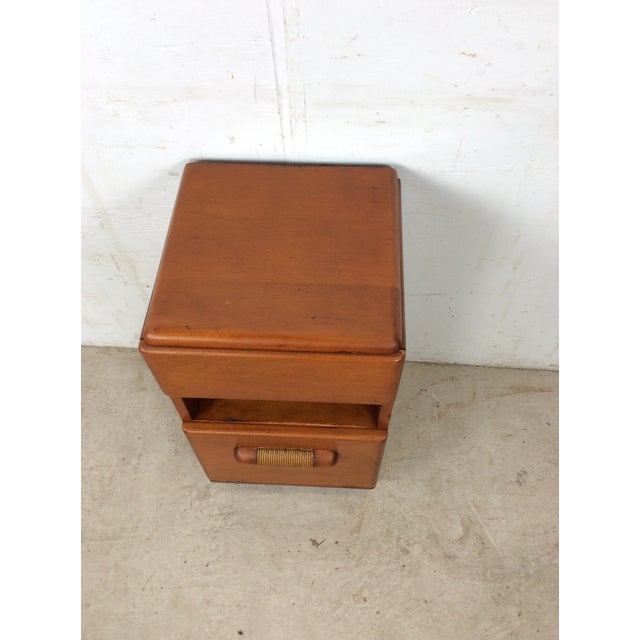 Heywood-Wakefield Mid Century Modern Nightstand With Drawer & Drop Front Cabinet by Heywood Wakefield For Sale - Image 4 of 17