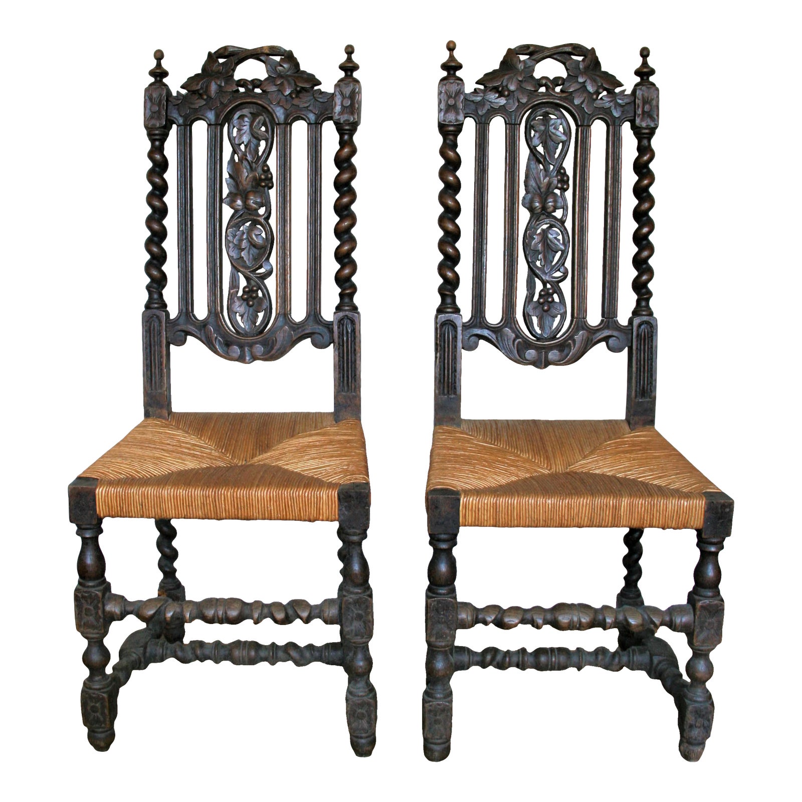 Antique Carved Oak Side Chairs a Pair Chairish
