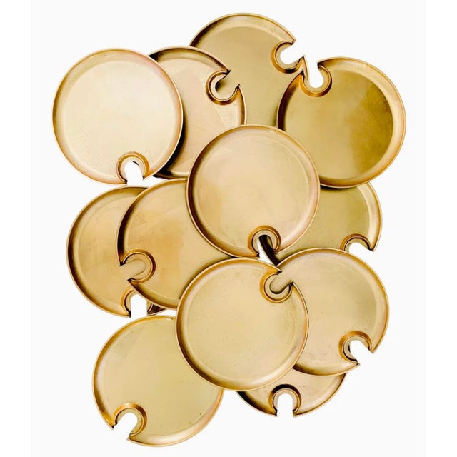 Vintage Hollywood Regency Cocktail Plates With Glass Cup Rest Holder, Gold Leaf Lacquer- Set of 12 Pieces For Sale - Image 10 of 10