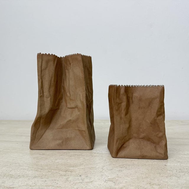 Paper Bag Vase by Tapio Wirkkala for Rosenthal, 1970s, Set of 2 For Sale - Image 9 of 18