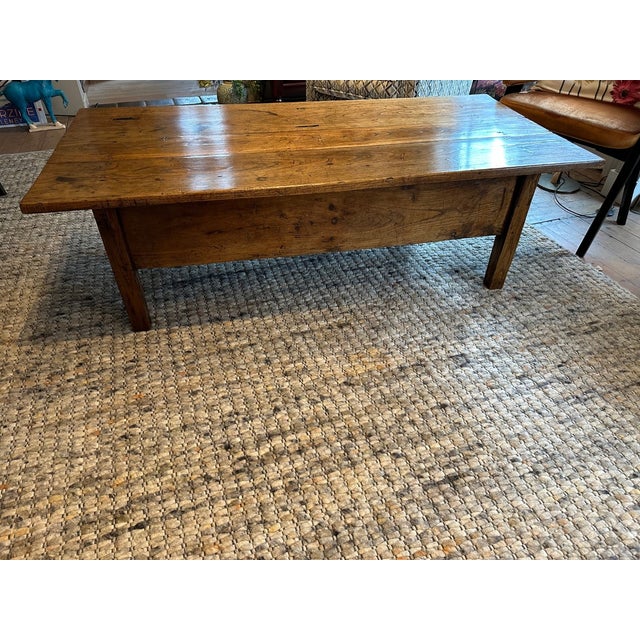 Sturdy antique Spanish salo table made of chestnut wood with 2 drawers. In perfect condition. Beautiful patina. Origin:...
