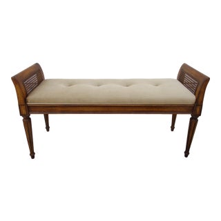 Regency Style Window Bench With Rattan Side Panels For Sale