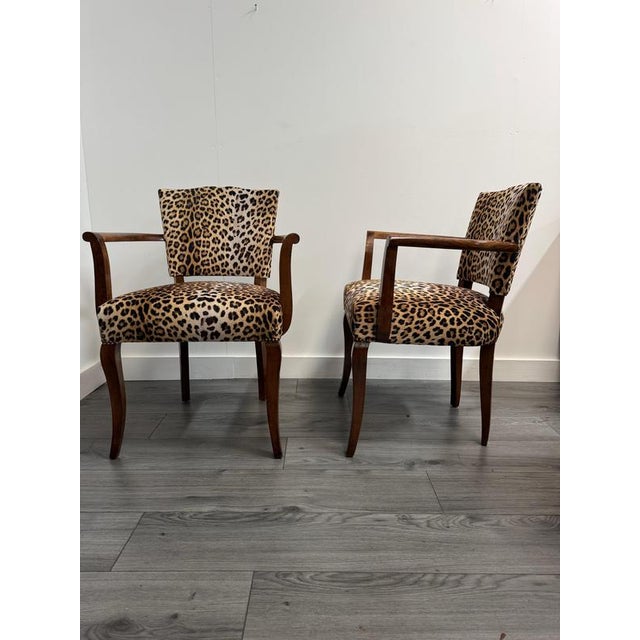 French Occasional Armchairs in Leopard Print Velvet, 1940s, Set of 2 For Sale - Image 3 of 7