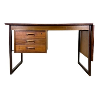 1960’s Mid Century Danish Modern Teak Drop Leaf Arne Vodder Style Writing Desk by Vi-Ma Mobler For Sale