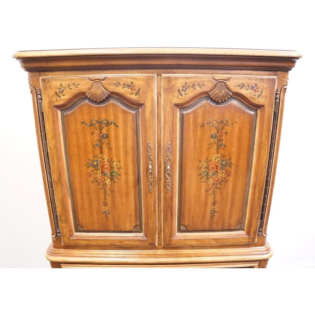 Drexel Heritage Brittany Collection Solid Pecan Country French Style 41" Door Chest W. Floral Accents 202-420 For Sale - Image 17 of 18