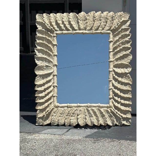 Vintage Faux Bamboo Palm Leaf Mirror 51 X 42 For Sale - Image 4 of 4