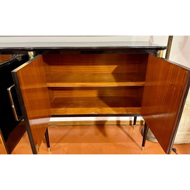 Wood Mid-Century Italian Black Lacquered and Brass Sideboard by Paolo Buffa, 1950 For Sale - Image 7 of 13