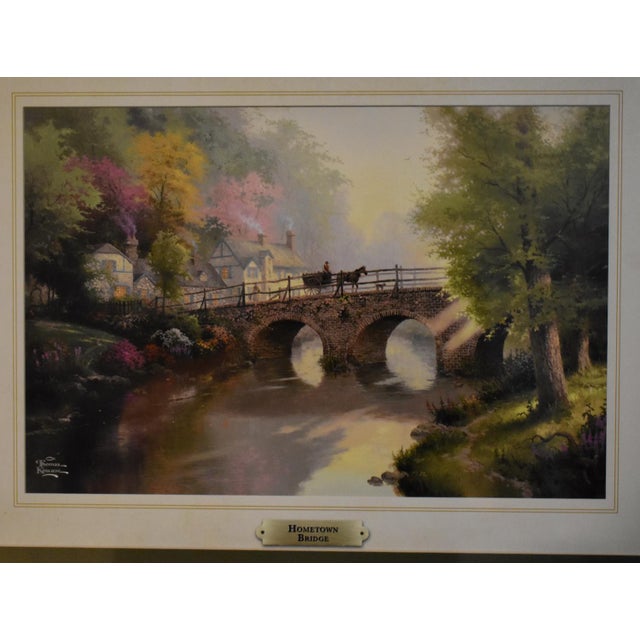 Vtg. Thomas Kinkade Hometown Bridge Framed Matted Art Lithograph Print For Sale In Philadelphia - Image 6 of 17