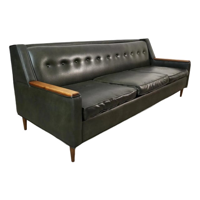 1950’s Mid-Century Modern Walnut Arm Sofa For Sale