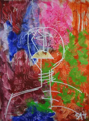 "The God of Colour" Contemporary Abstract Figurative Oil Painting by Sax Berlin
