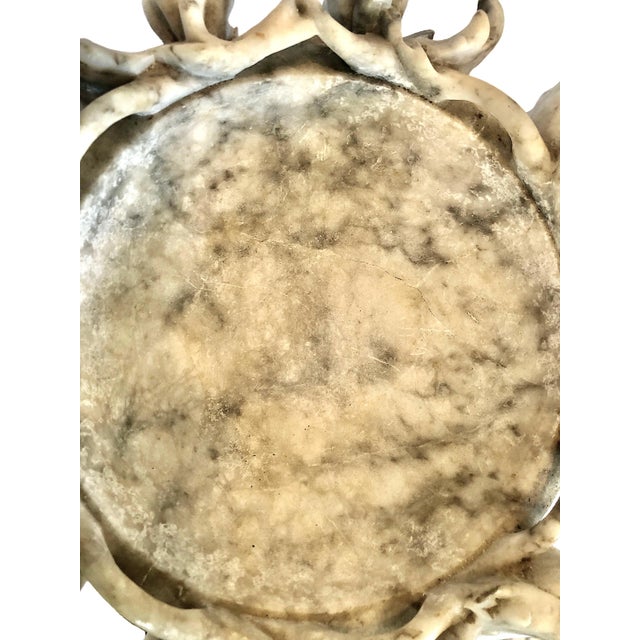 Antique Italian Carved Alabaster Centerpiece With Grape Clusters and Dolphins For Sale - Image 12 of 14