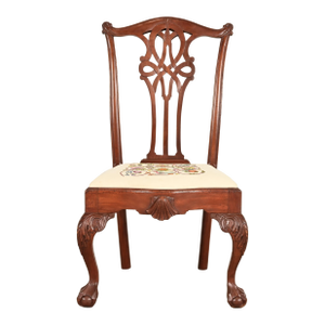 Baker Furniture Style Chippendale Carved Mahogany Side Chair or Dining Chair