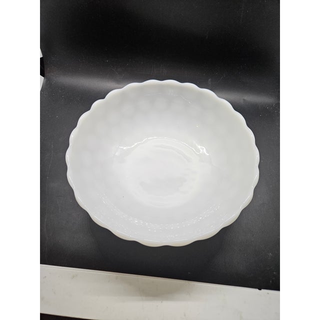 Vintage Anchor Hocking White Milk Glass Bubble Pattern Bowl