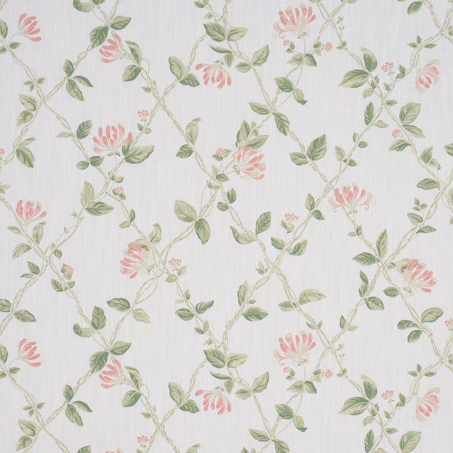 English Sample - Boråstapeter Honeysuckle Fabric In Leaf For Sale - Image 3 of 5